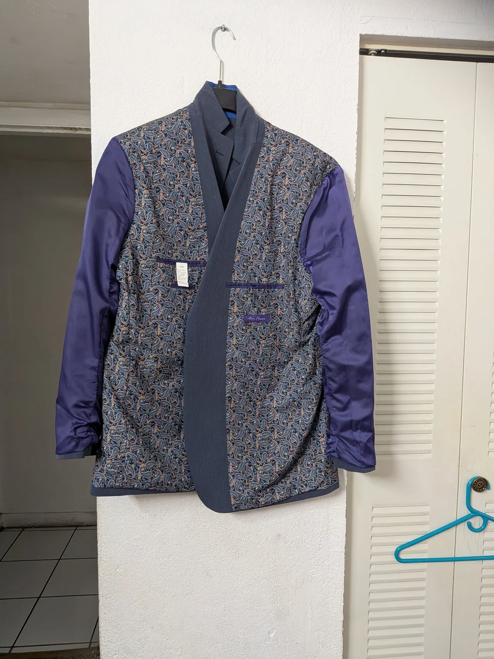 Alan Flusser Men's Navy Sport Coat with Paisley Lining